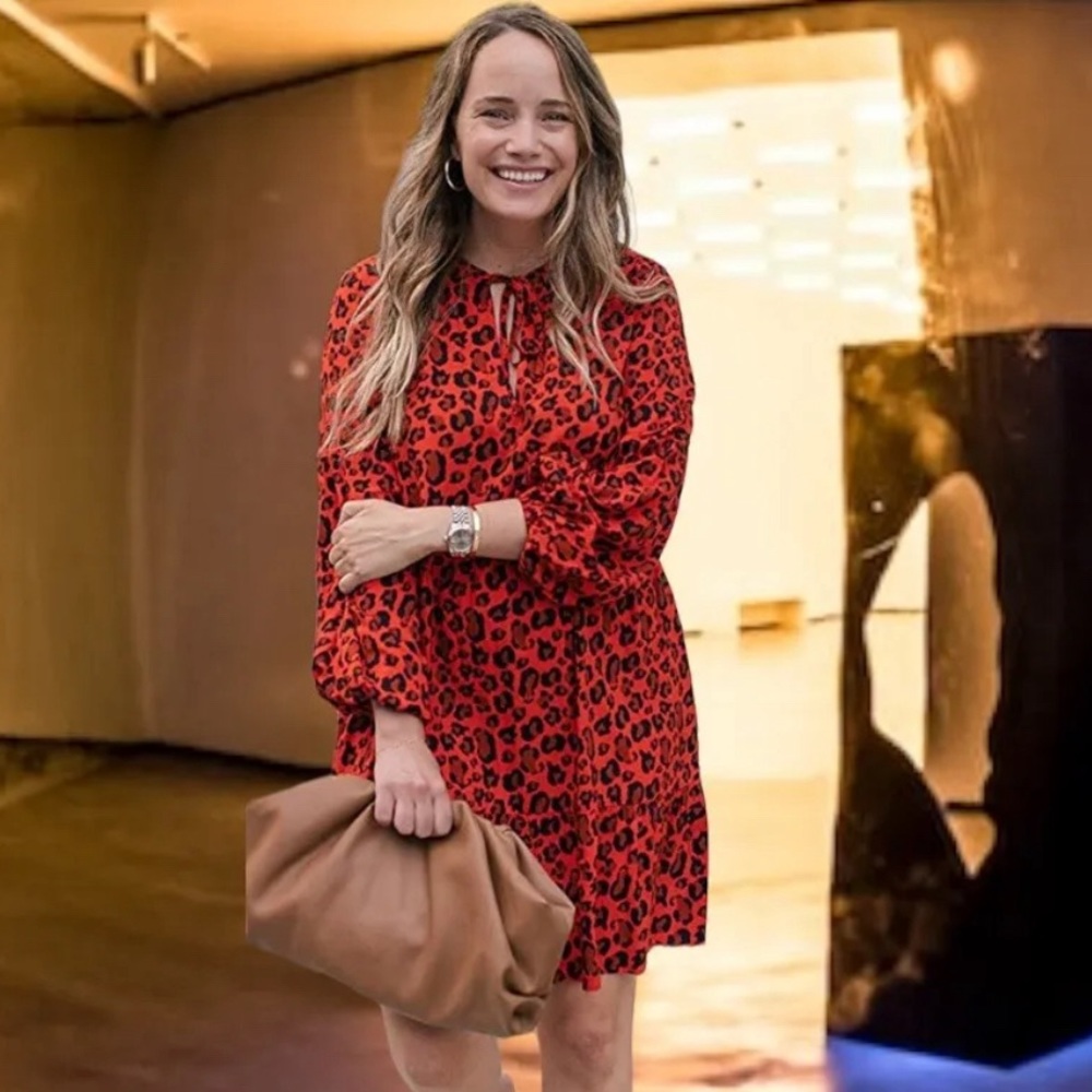Grace Atwood x The Drop Leopard Smock Dress